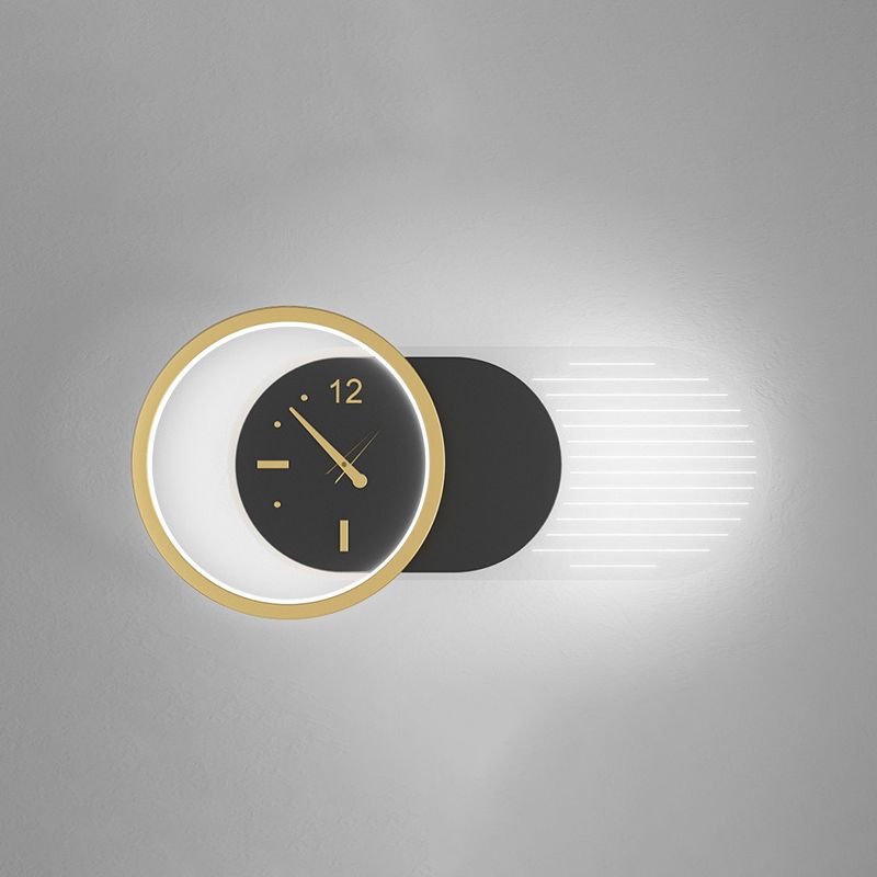 Orologio con le luci della parete moderna in metallo 1 lampada con applique in oro