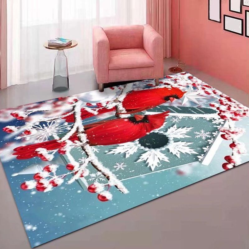 Trendy Christmas Pattern Carpet Polyester Indoor Rug Non-Slip Backing Rug for Living Room