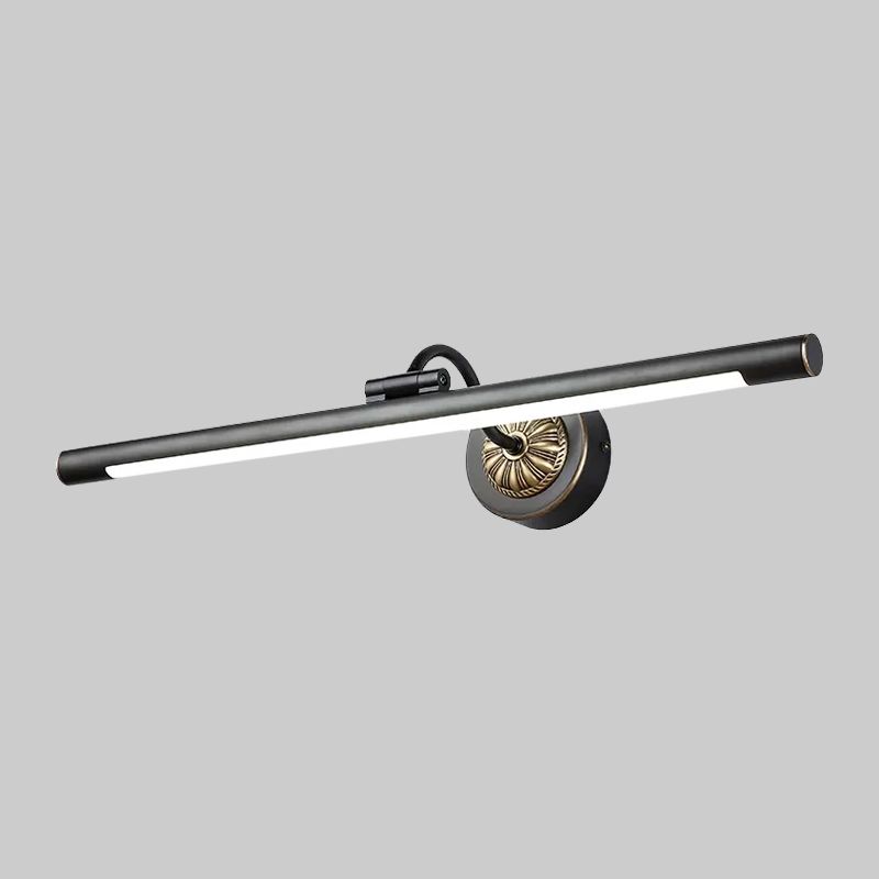 17 "/22" brede langwerpige wandlamp eenvoud metalen led zwarte ijdelheid spiegel licht met zwaaitarm