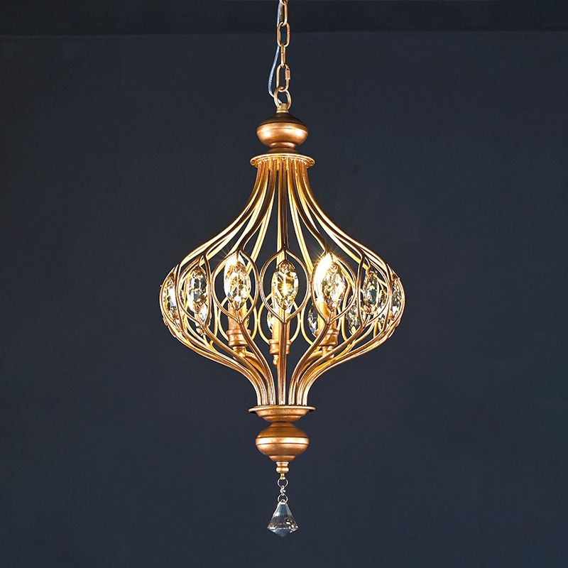 Gang hängende hängende leichte minimalistische goldene Anhänger Lichtkit mit runden Kristallschatten