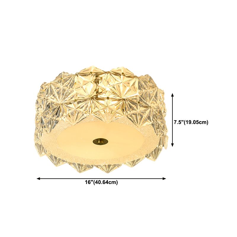 4/6/8-Light Modernism Golden Finish Flush Mount Lighting Round Glass Ceiling Light