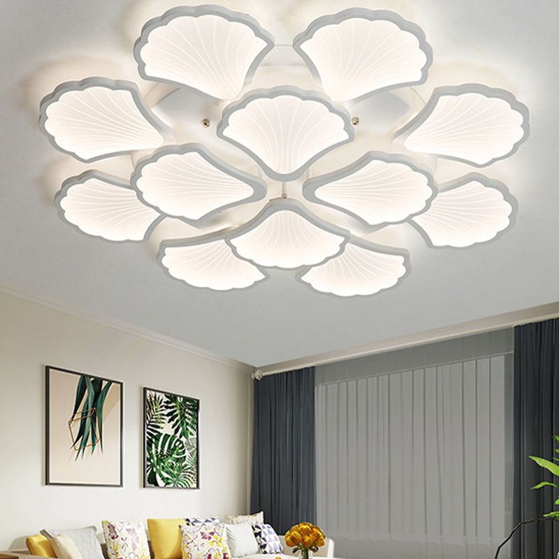 Ceiling Mounted Light Simple Metal Living Room LED Ceiling Lamp in White