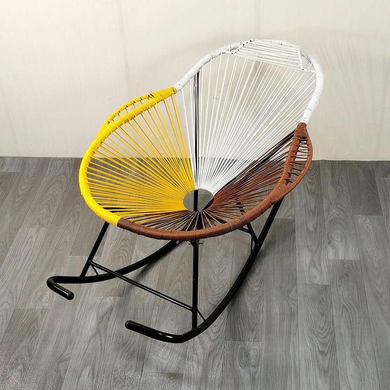 Modern Rocking Chair Wicker Woven Rope Weather-Resistant Rocker
