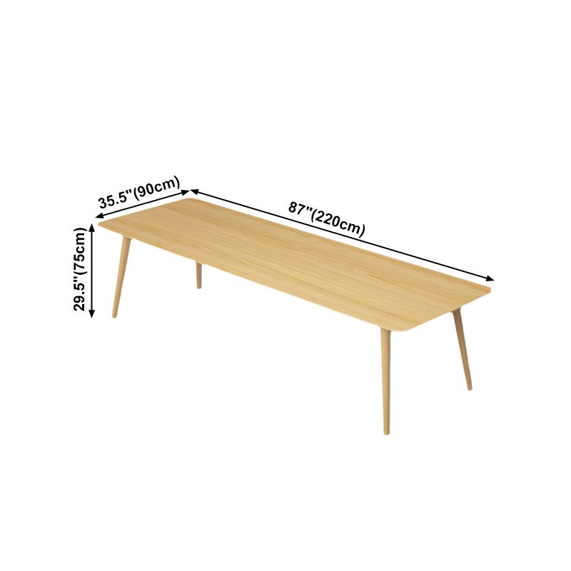 Rectangle 4 Legs Minimalist Table Wood Color Fixed Table of Solid Wood