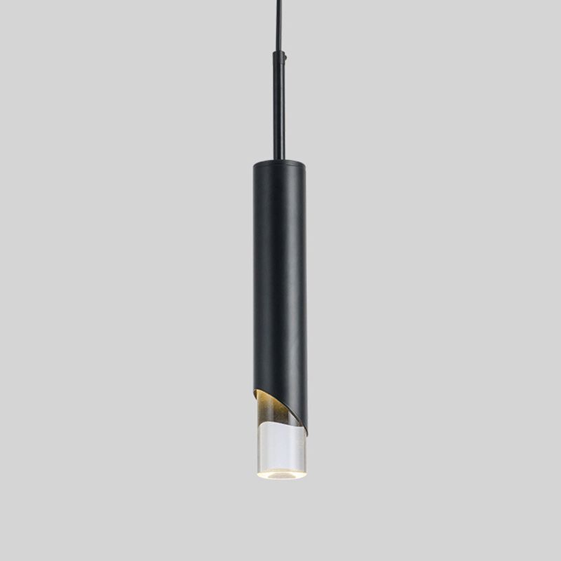 Electroplate Metal LED Pendant Light in Modern Creative Style Acrylic Cylindroid Hanging Lamp