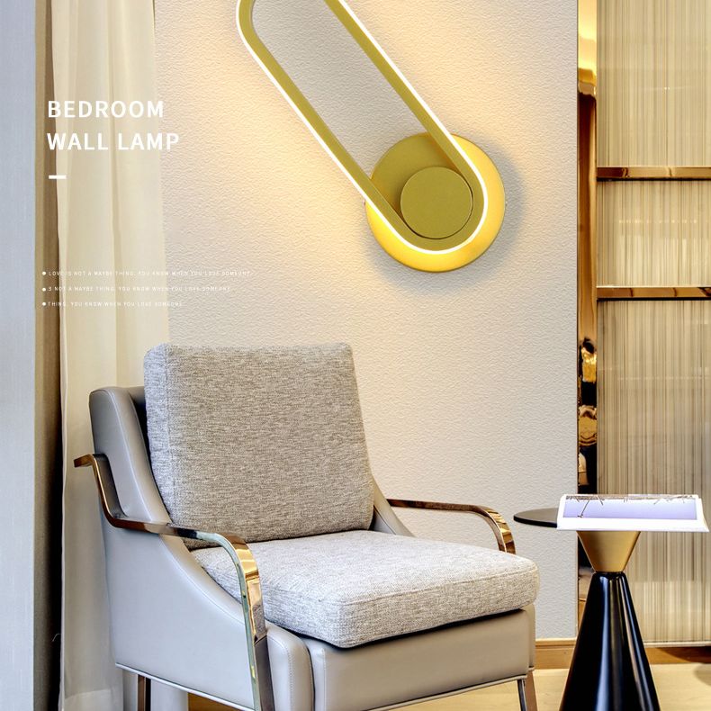 Simplicidad moderna Luz de pared ovalada Luz de pared de aluminio de aluminio Fixes para dormitorio