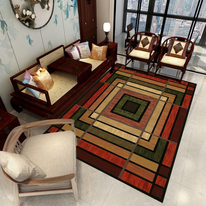 Gold Strip Carpet Polyester Modern Carpet Stain Resistant Carpet for Home Decoration