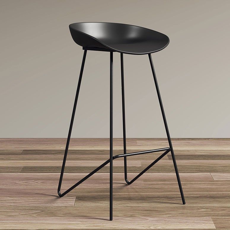 Contemporary Restaurant Footrest Barstool Matte Finish Plastic Stool