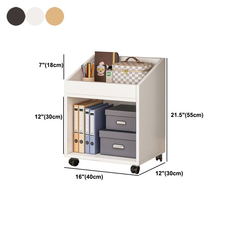 Scandinavian Wooden Movable Bookshelf Home Bookcase with Casters