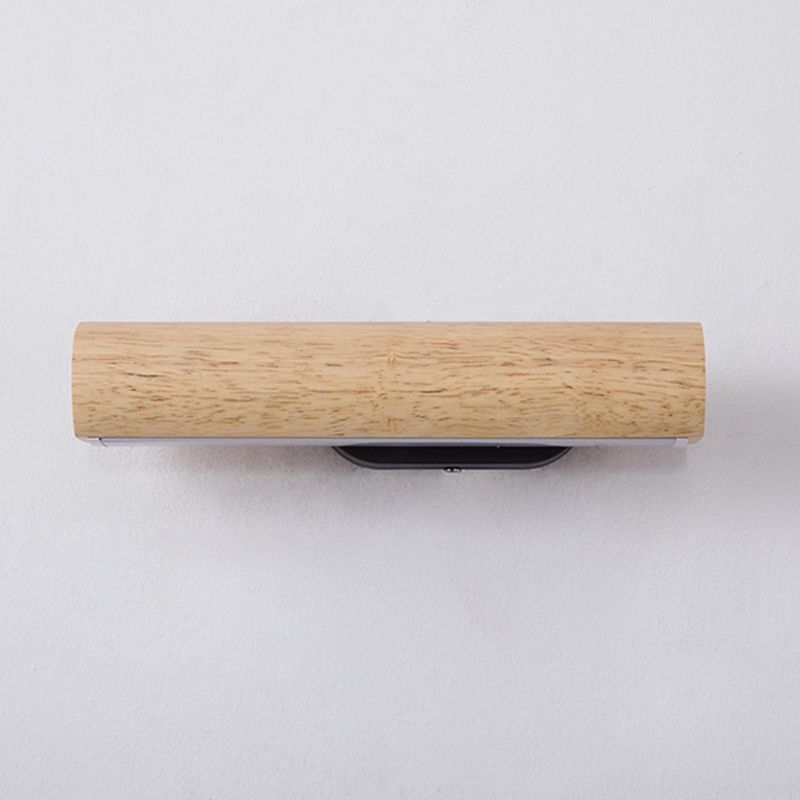 Lampada da parete a LED con testa orientabile in legno per illuminazione a cilindro per camera da letto