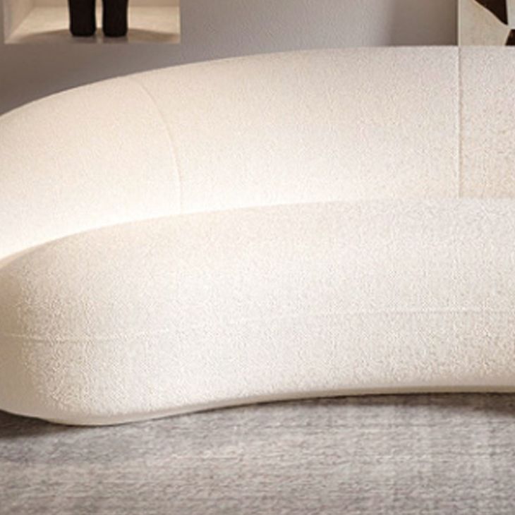 Scandinavian Sofa Fabric White Living Room Tuxedo Arm Cushions Curved Settee