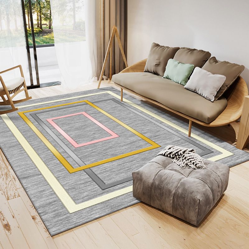 Light Yellow Graphic Carpet Polyester Simple Carpet Washable Carpet for Home Decor