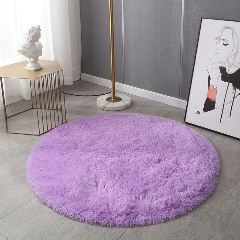 Plush Round Rug Area Rug Polyster Non-Slip Backing Washable Carpet for Bedroom
