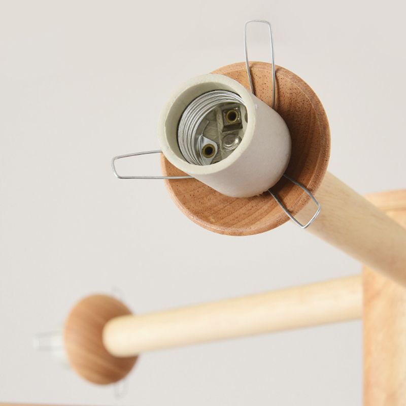 Minimalist Round-Shaped Chandelier Light Wood Bedroom Chandelier Lighting Fixture in White