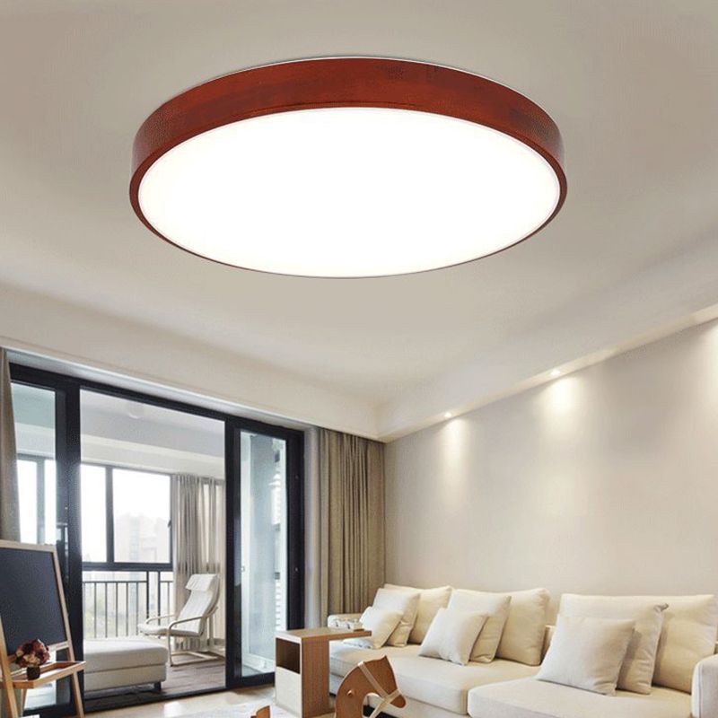 Round Flush Ceiling Light Fixture Modern 1-Light Brown Flush Mount Lamp with Acrylic Shade