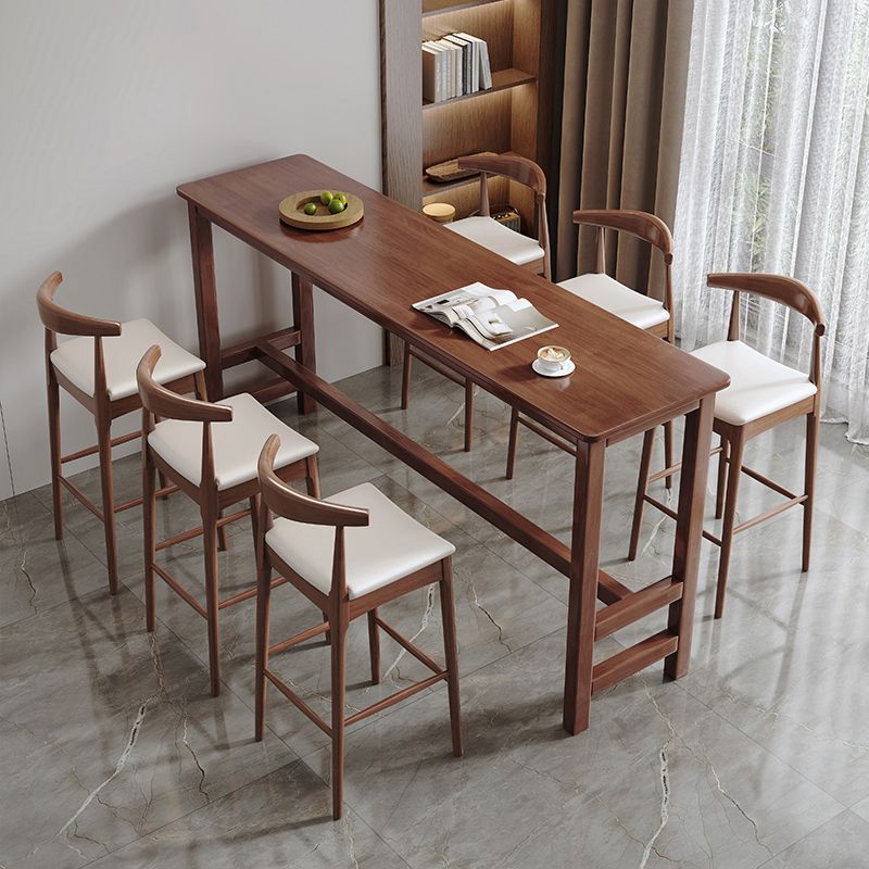 Contemporary Indoor Bar Dining Table Rectangle Wood Bar Stool Table