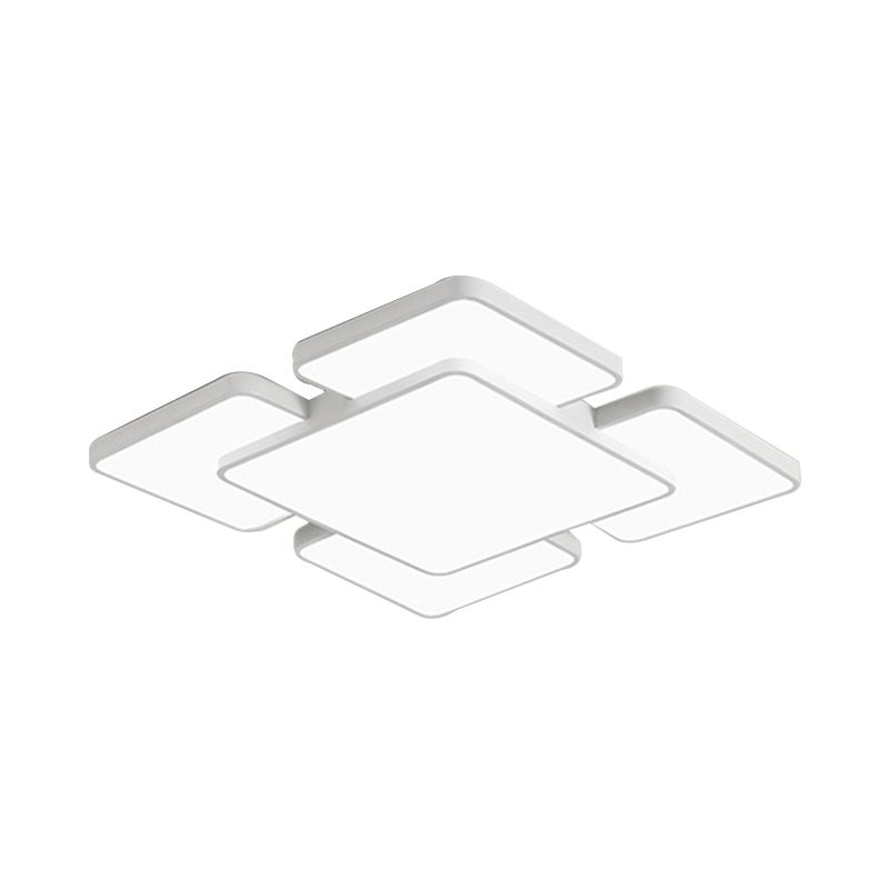Lámpara empotrada de techo para dormitorio con pantalla cuadrada/rectangular, acrílico, 20,5"/24,5" W, 5/7 luces, lámpara de montaje empotrado estilo modernista en negro/blanco