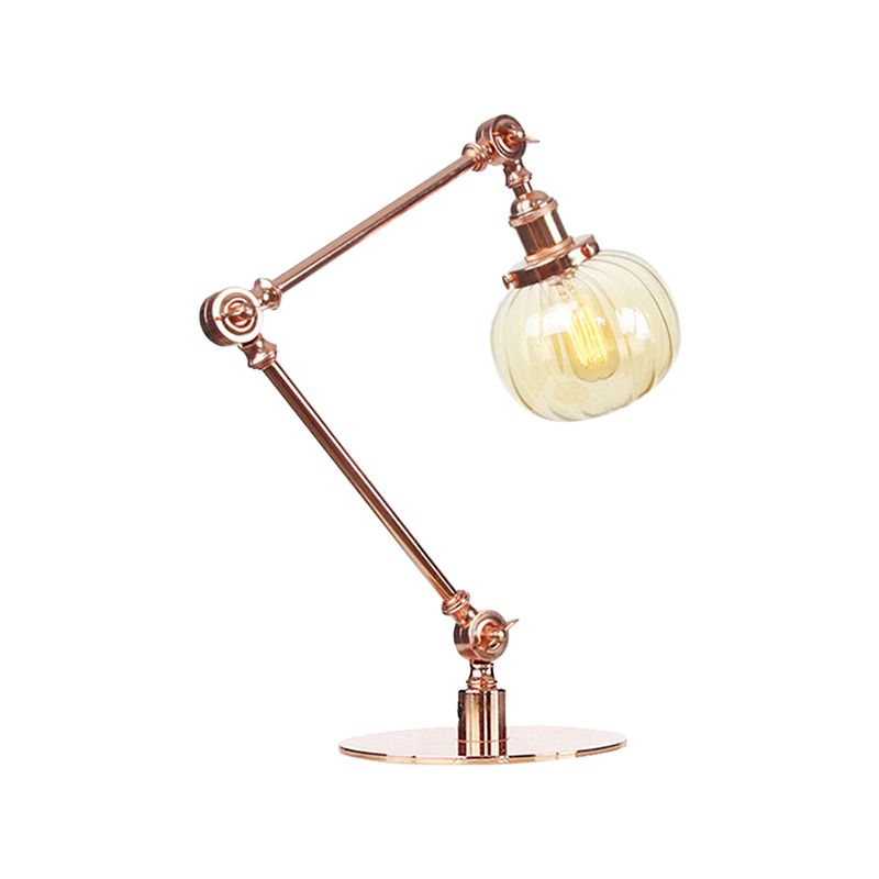 Éclairage de table globale en verre ambre / transparent vintage élégant 1 lampe de table finale noire / bronze claire pour chambre à coucher