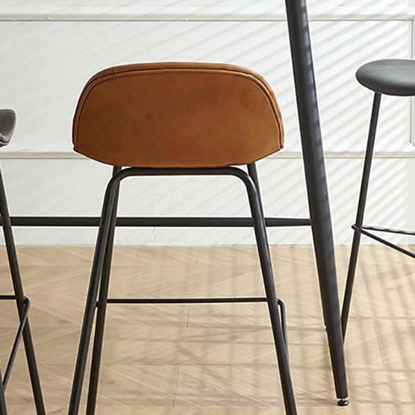 Low Back Dining Stools Faux Leather Bar Stools with Metal Base
