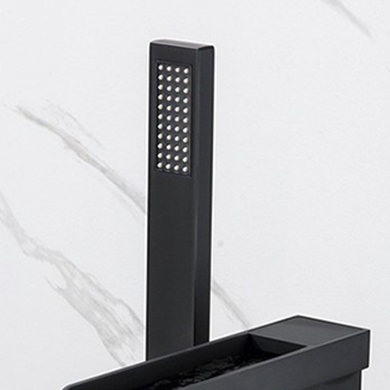 Modern Freestanding Tub Filler with Hand Shower Floor Mounted Bathroom Faucet