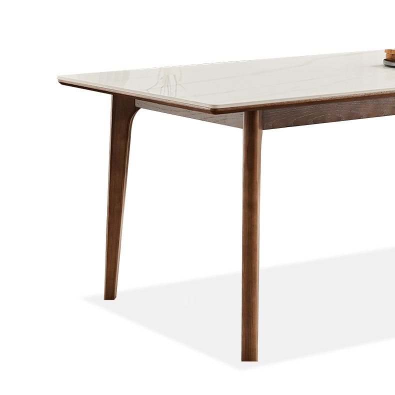 Contemporary White Rectangular Stone Dining Table with 4 Foot