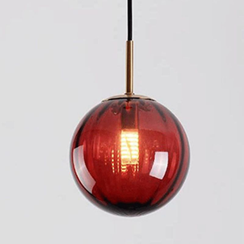 Spherical Shape Hanging Lighting Modern Style Glass 1 Light Hanging Lamp for Bedroom