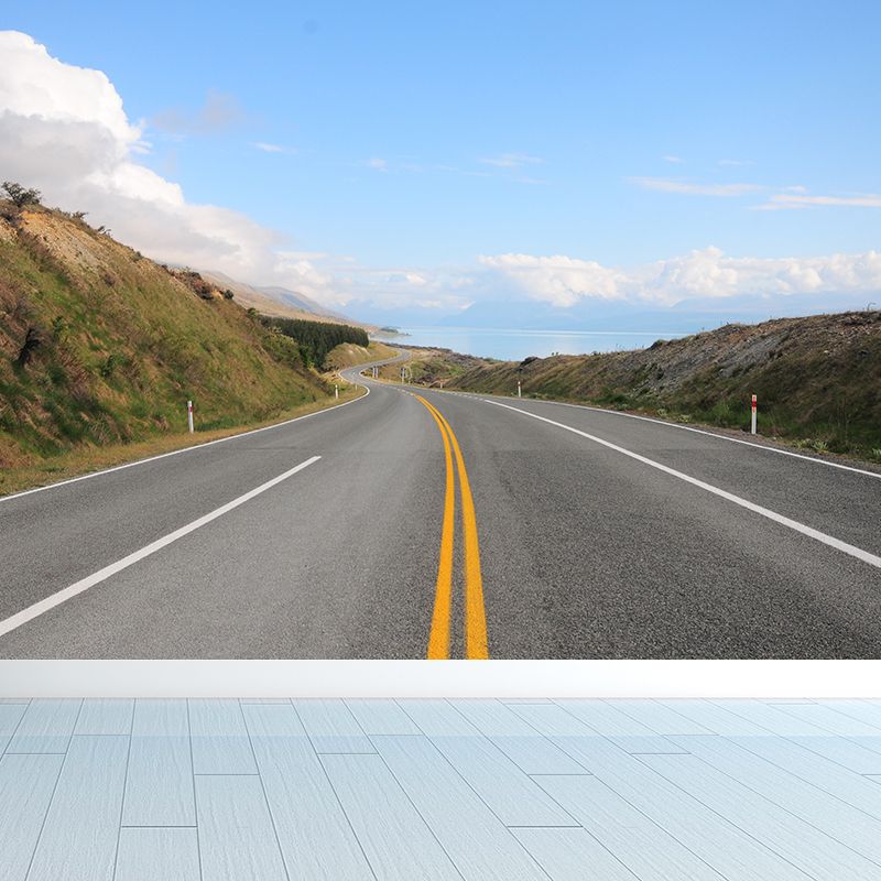 Stain-Proof Highway Wall Mural Non-Woven Texture Modern Wall Decor for Girls Room