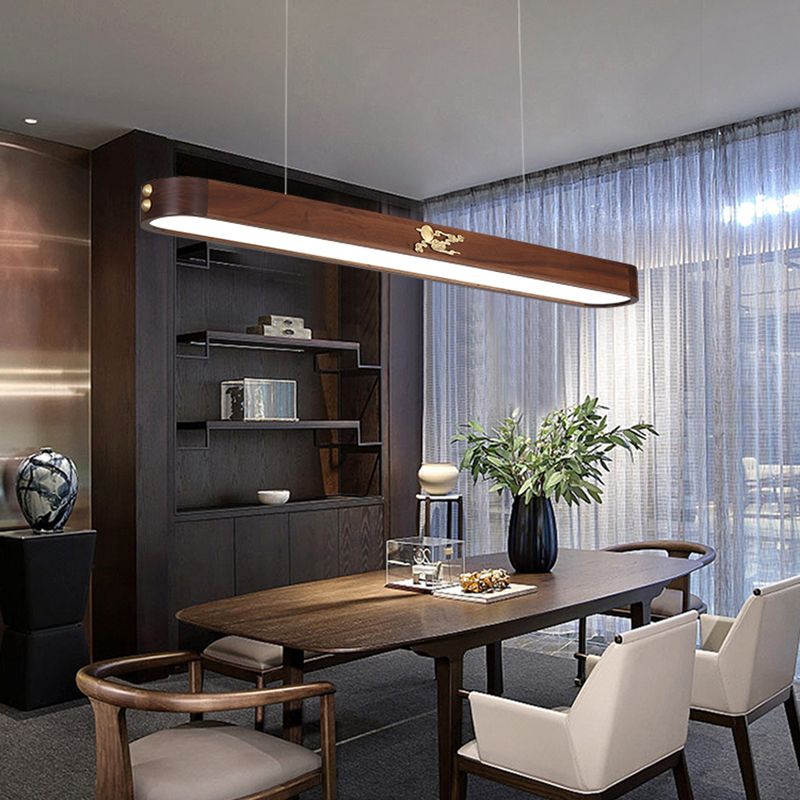 Luz de techo de isla geométrica de cocina moderna de madera ligera de madera ligera