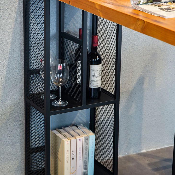 Industrial Rectangular Bar Table Set 1/3/5 Pieces Wooden Counter Table with Armless Stools