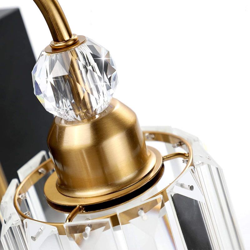 Nordic Style Vanity Light Cylinder Shape Vanity Lamp with Crystal Shade for Shower Room