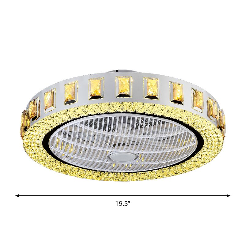 Round/bloemen helder kristal semi-spoelminimalisme 19,5 "breedte LED goud plafondventilator licht met 3-blade