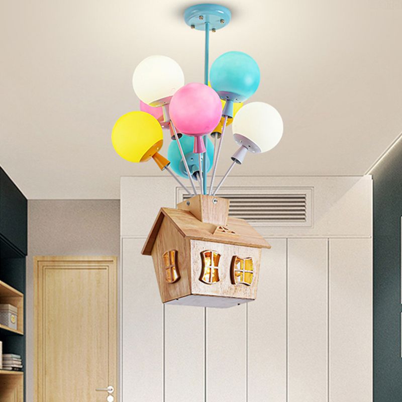 Contemporary Ceiling Lamp Colorful Glass Shade Flush Mount Light Fixture