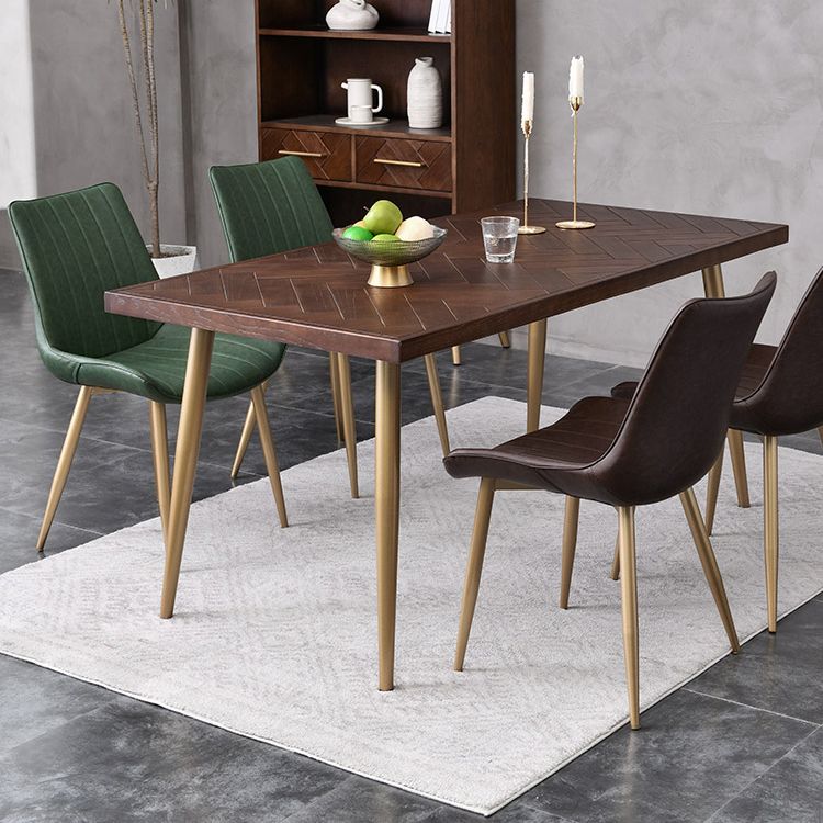Rectangle Dining Side Table Traditional Luxury Solid Wood Dinner Table with 4 Legs