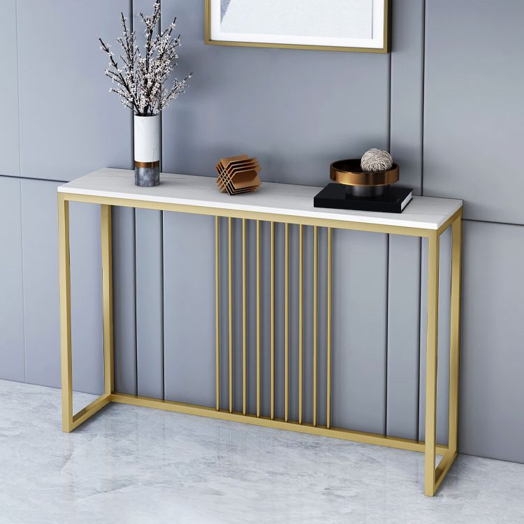 Contemporary Console Accent Table Rectangle Console Sofa Table in Stone