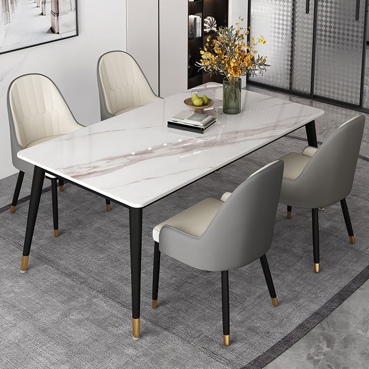 Metal and Slate Table Glam Style Simple Home Rectangular Dining Table