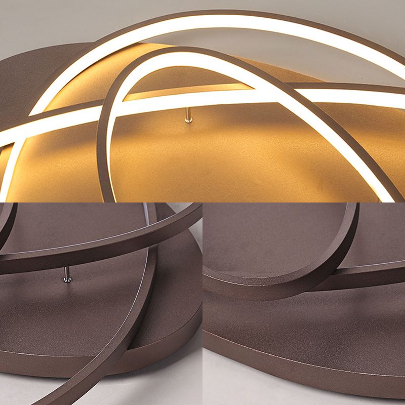 Forma ovalada LED FLUSHMOUNT LIGHT MODERNA Lámpara de techo acrílico con estilo acrílico en marrón para una cafetería de oficina