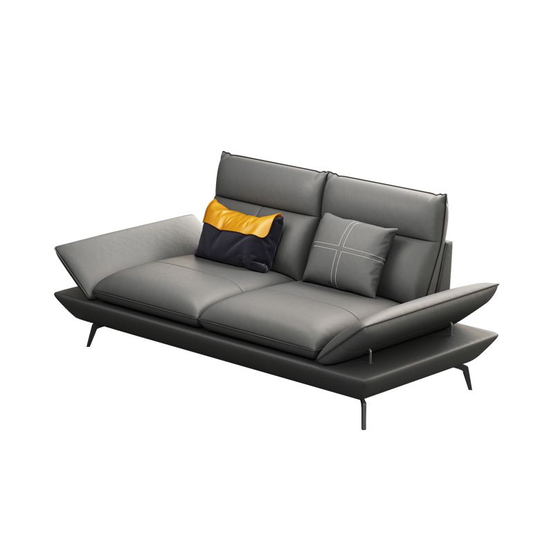 Black Flared Arm Sofa Contemporary Standard Sofa for Living Room