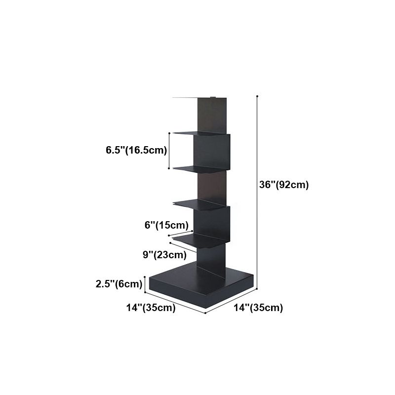 Black Contemporary Corner Bookshelf geschlossenes vertikales Stahlregal geschlossen