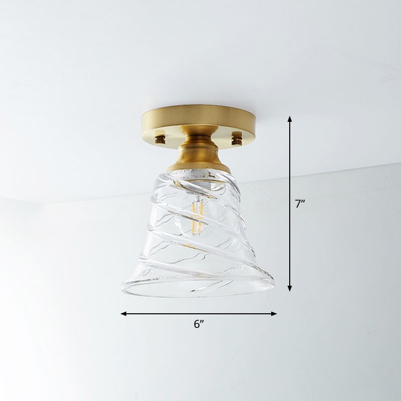 Messing Schaduwrijke Kleine Flushmount Verlichting Landelijke Enkele Badkamer Semi Flush Plafond Licht