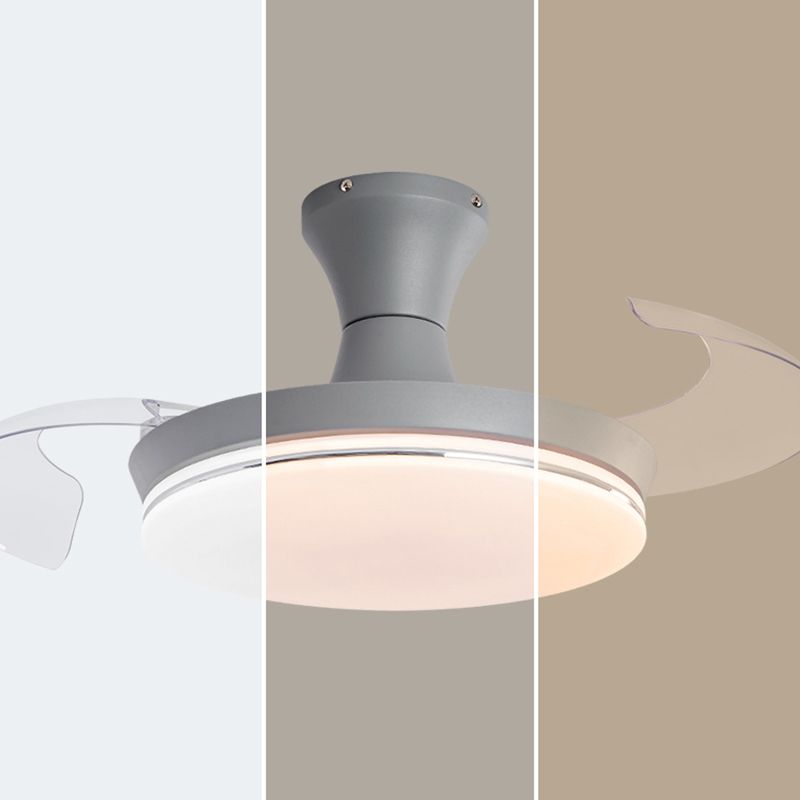 Invisible Blades Fan Light Frequency Conversion Children's Bedroom LED Semi Flush Light