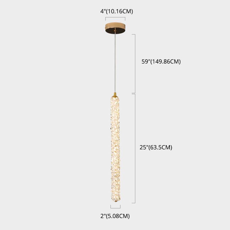 Simplicità Pendulum lineare Luce ottagonale Crystal Crystal LED soggiorno Luce in ottone