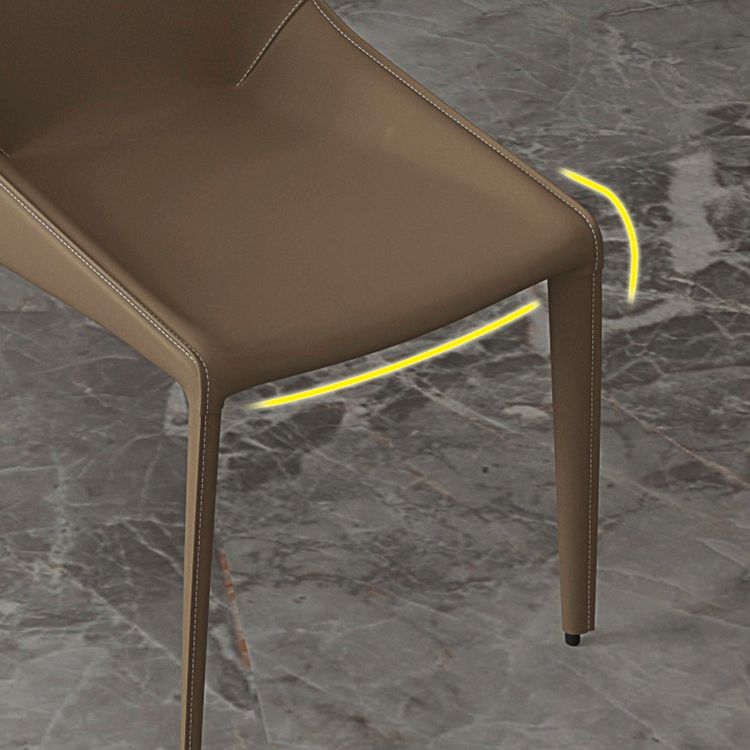 Minimalist Style Leather Dining Arm Chairs Solid Back Dining Side Chair (Set of 2)