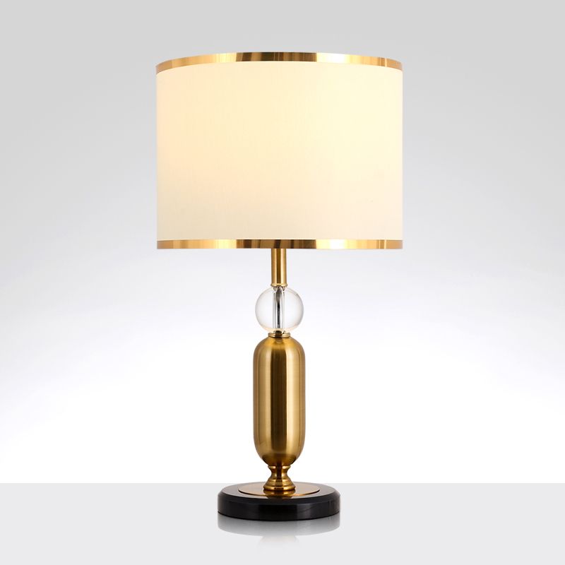 Drum Shade Great Room Table Light Traditional Clear Crystal 1 Head White Nightanche Lampe