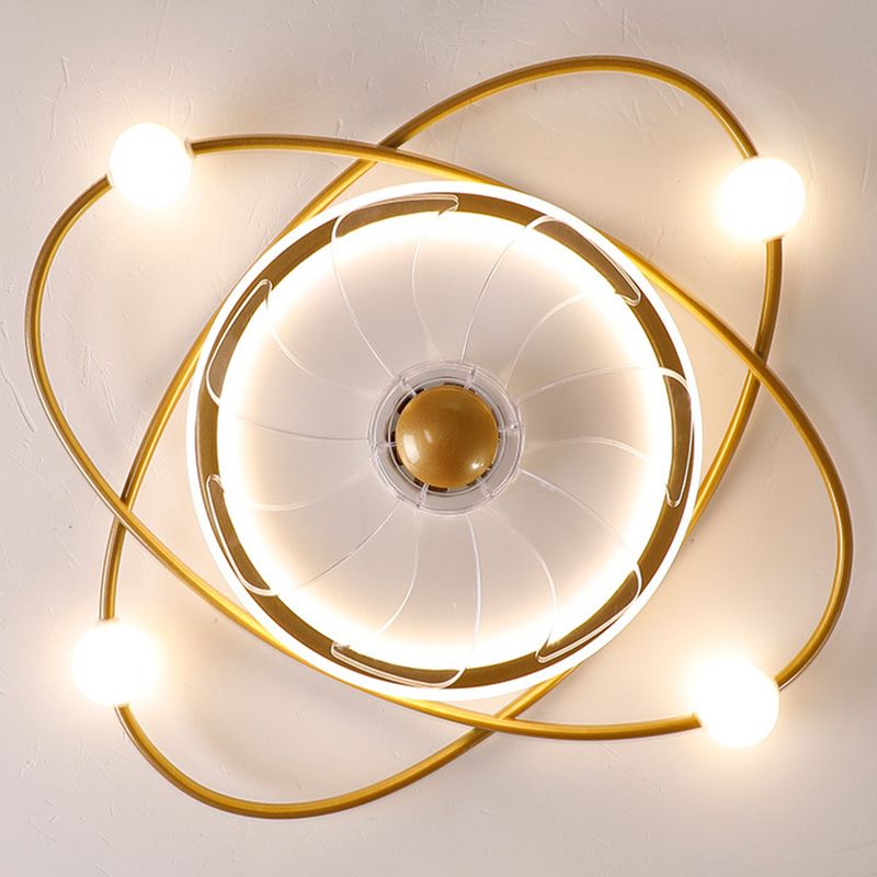 Nordic Style Ceiling Fan Lamp Iron Ceiling Fan Light with ABS Fan Blade for Bedroom