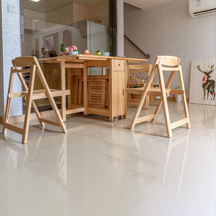 51'' Foldable Rubber Wood Table Medieval Modern Rectangle Table with Storage (only table)