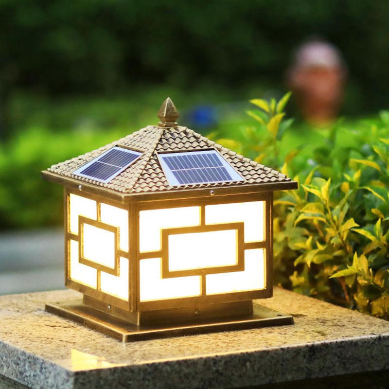 Contemporary Pillar Light Household Solar Lighting Fixture for Backyard