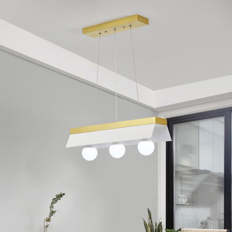 Black/White Shade Billiard Light 3/5 Lights Modern Wood Island Lighting for Restaurant