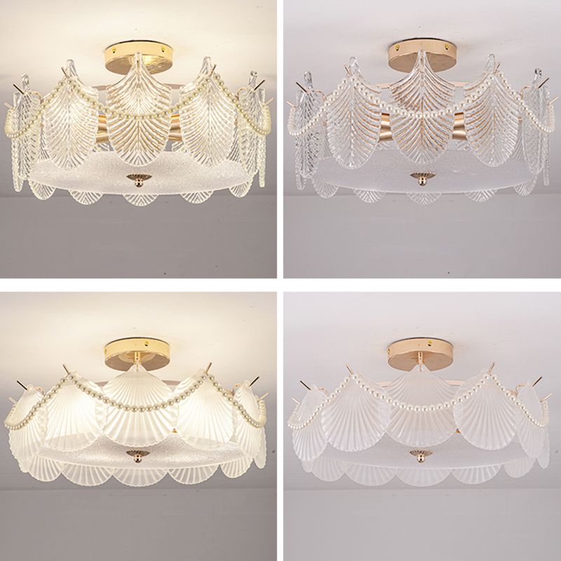 Contemporary Flush Mount Light Simple Flush Mount Ceiling Light Fixture with Glass Shade