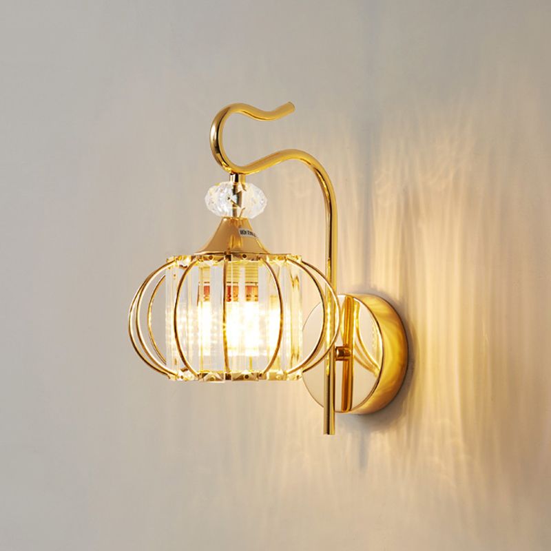Crystal Lantern Wall Mounted Lamp Simplicity 1-Light Crystal Sconce Lighting for Living Room