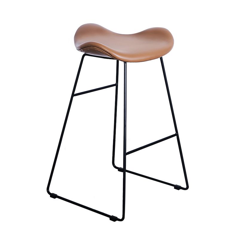 Black PU Leather Barstools Industrial Low Back Bristol Counter Stool with Saddle Seat